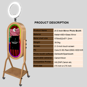 Miroir photo vintage en bois de 21,5'' avec support d'imprimante, coque de photomaton, écran tactile LCD <span class=keywords><strong>pour</strong></span> événements de mariage - Product Image 5