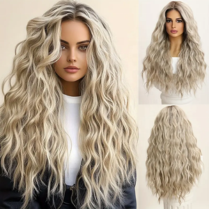 <span class=keywords><strong>Parrucca</strong></span> Lace Front 13*3 Stile Europeo e Americano con Capelli Mossi Ricci Grigio Sfumato per Donna SM9017M - Product Image 2