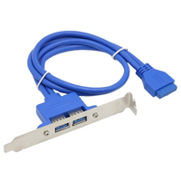 Câble d'extension USB 3.0 femelle pour montage sur panneau vers carte mère 20 broches avec support et gaine en PVC pour haut-parleurs et moniteurs