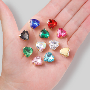 10mm or griffe coeur strass bricolage à la main couture vêtements accessoires Hot Fix coudre sur strass beauté décoration - Product Image 1