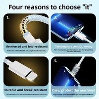 Câble de charge rapide 66W 3 en 1 6A, conducteur en cuivre pur, gaine en nylon, 1m, type C, micro USB pour ordinateur, écouteurs, iOS et imprimante