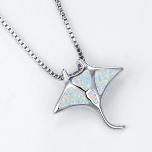 Collier pendentif en opale de feu bleu océan Manta <span class=keywords><strong>Ray</strong></span> Stingray - Product Image 5