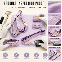 Großhandel Lavendel Hundegeschirr 5-teiliges Spazier-Set Verstellbare Anti-Zug-Weste Halsband Leine Fliege Baumwolle Schnellverschluss