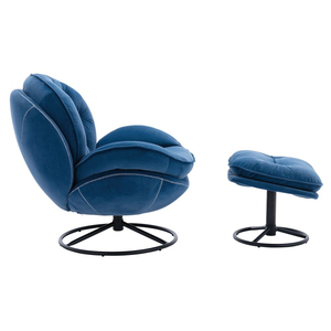 Fauteuil <span class=keywords><strong>pivotant</strong></span> en velours SANS, fauteuil de détente avec ottoman pour salon - Product Image 3