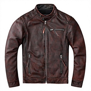 Veste d'hiver unisexe en cuir véritable et toile, style racer, imperméable et coupe-vent, avec fermeture éclair frontale et logo, par BS International - Product Image 3