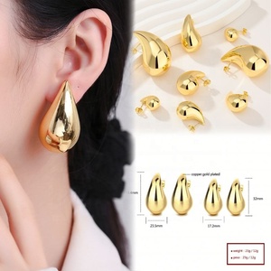 Joyería al por Mayor, Pendientes de Moda Vintage con Baño de Oro de 18K y Circonita Cúbica Aaa en Forma de Gota de Agua, Joyería para Mujer - Product Image 2