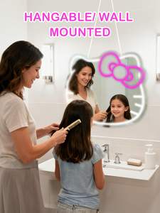 ハローキティ ミラー ネオンサイン、ピンク＆ホワイトLEDバニティミラー、女の子の寝室用メイクアップバニティデコレーション - Product Image 5