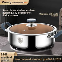 Panci Sup & Kaldu Besar dari Baja Tahan Karat dengan Tutup Panci Hot Pot Dua Rasa dengan Tutup Baja Tahan Karat Aman untuk Mesin Cuci Piring Desain Klasik