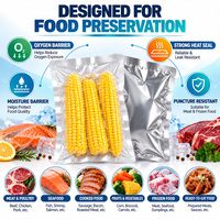 Sacs d'emballage sous vide givrés blancs imprimés en héliogravure personnalisés, pour maïs, viande, légumes, qualité alimentaire, sans BPA, sacs PET thermosoudés sur trois côtés