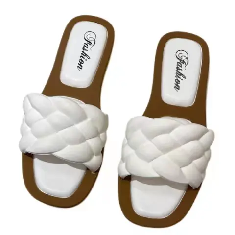 ACORLIFE Nouveaux styles de pantoufles plates en cuir tendances d'été Sandales pour femmes Pantoufles confortables à fond souple antidérapantes pour femmes