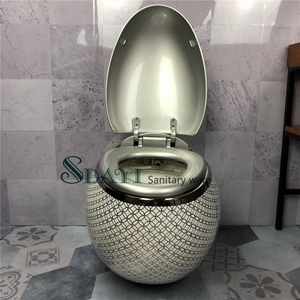 SDAYI <span class=keywords><strong>Vintage</strong></span> estilo Popular baño Europeo forma de huevo redondo P-trap Bowl artículos sanitarios lavado montado en la pared <span class=keywords><strong>inodoro</strong></span> - Product Image 4