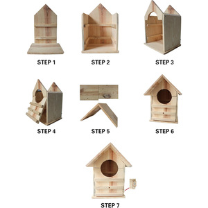 บ้านนกไม้ 27.5x24x36 ซม. แบบแขวนกลางแจ้ง ที่พักนกสัตว์เลี้ยง ตกแต่งแบบธรรมชาติ - Product Image 4