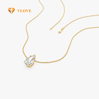 VLOVE, joyería al por mayor, colgante de diamante en forma de pera de cinco puntas personalizado, collar de diamantes cultivados en laboratorio 1,25 CTW 14K