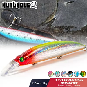 Leurre Minnow Hunt House de haute qualité 110mm 19g, leurre flottant, appât dur pour la pêche au bar en mer - Product Image 1