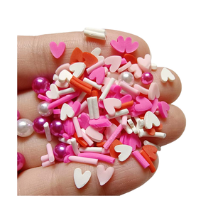 Perles en <span class=keywords><strong>argile</strong></span> polymère en forme de cœur, couleurs <span class=keywords><strong>rose</strong></span> et rouge mélangées, pour la Saint-Valentin, les mariages, fournitures personnalisées, accessoires pour nail art, boules de neige - Product Image 1