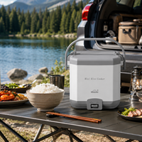 Cuisinière à riz électrique portable 110V/220V 1,5L, avec minuterie numérique et fonction maintien au chaud, pour voiture, camion, extérieur, camping