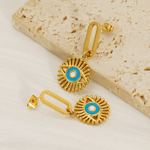 Zogxin Evil Eye Drop Earrings Gold Plated 18K Stainless Steel Women Fashion Jewelry - Product Image 4