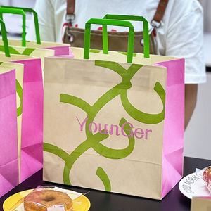Sacs en papier kraft avec logo personnalisé pour boulangerie, café, plats à emporter, emballage écologique durable avec poignée - Product Image 6