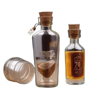12盎司玻璃瓶，带软木375毫升透明玻璃酒瓶，带丁字顶木帽，空重底酒瓶