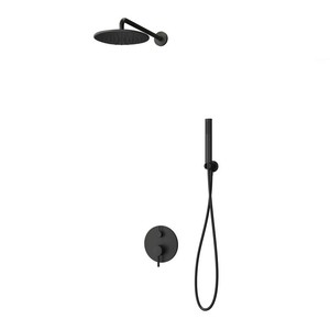 KAM-ARTE NERO Kamalu Matt <b>Black</b> Wall-Mounted <b>Shower</b> <b>Set</b> Includes <b>Shower</b> Head Hand <b>Shower</b> Water Connection - Product Image 1