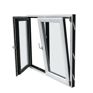 Ventanas de aluminio para inclinación y giro de madera, color champán, ahorro de energía, estándar americano