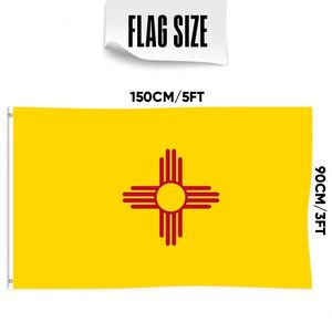 Drapeaux du Nouveau-Mexique en gros 3x5 pieds, polyester 68D/100D, personnalisation de toutes les nations, expédition rapide, fournisseur fiable, livraison rapide - Product Image 3