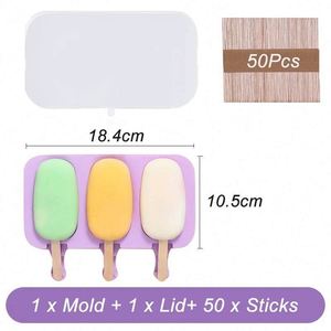 Moule à glace réutilisable en silicone à 3 cavités, forme mignonne, avec couvercle, pour sucettes glacées maison, DIY - Product Image 4