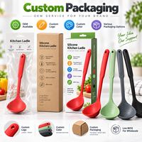 Ensemble d'ustensiles de cuisine en silicone avec outils de cuisson en nylon, louche, cuillère à soupe, résistant à la chaleur, OEM personnalisé