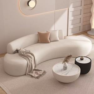 Canapé modulaire incurvé de couleur crème, en éponge, pour centre commercial, maison d'hôtes, bureau, <span class=keywords><strong>magasin</strong></span> de vêtements, <span class=keywords><strong>salon</strong></span> de beauté, <span class=keywords><strong>salon</strong></span>, réception - Product Image 1