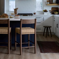 Tabouret de Bar en Bois Massif de Style Français Léger Design Nordique Moderne Tabouret Haut pour Salle à Manger Salon Bureau de Réception