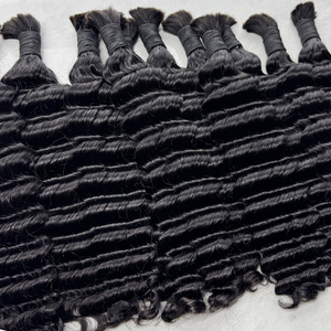 Soft Deep Wave Bulk Human Hair Natural Color No Weft Hair For Braiding Boho Braids <b>Crochet</b> Hair Business - Product Image 3