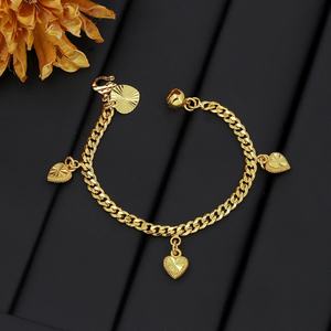 JXX Wholesale Gold <b>Bracelet</b> Women Jewelry 24k Gold Plated Brass Jewelry for Women Heart <b>Bead</b> Shape Pendant - Product Image 4