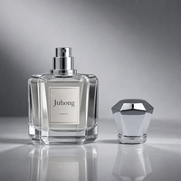 Tapa de Perfume de Aleación de Zinc con Logotipo Personalizado, Plateada, Corte Multifacético, Base de Cilindro con Doble Anillo, Fabricante OEM
