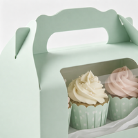 Boîte à gâteau portable en carton écologique avec fenêtre, emballage de dessert protecteur et transportable, taille personnalisable disponible
