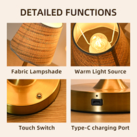 Lampe de table en métal doré de style nordique avec abat-jour en tissu, lampe de bureau LED à intensité variable pour la table de chevet de la chambre à coucher