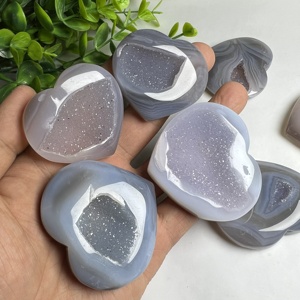 قلوب عقيق درزي طبيعي قلب كريستال عقيق جيود مجموعة قلوب للشفاء ديكور المنزل هدية وديكور - Product Image 1