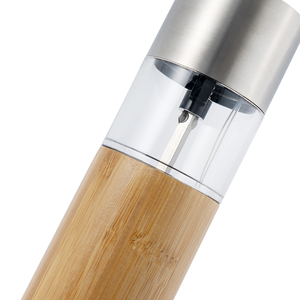 Shaker à épices réglable avec broyeur en acier inoxydable moulin à sel en bambou électrique ensemble de moulin à poivre en bambou avec lumière LED - Product Image 4