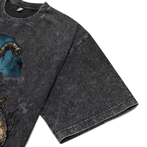 T-shirts pour hommes vintage à imprimé sous-marin, délavés à l'acide, style décontracté, avec lettres imprimées, coupe oversize, streetwear, manches courtes - Product Image 5