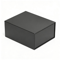 Boîte cadeau pliable de luxe en carton rigide noir mat avec logo personnalisé de qualité supérieure, fermeture magnétique