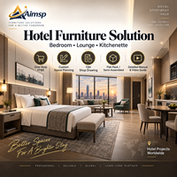 Solution de mobilier sur mesure pour suites d'hôtel : Chambre complète avec lit, canapé, kitchenette, salle à manger – Fournisseur FF&E unique mondial