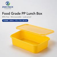 Boîte alimentaire carrée en PP de qualité alimentaire 650 ml, compatible micro-ondes, pour préparation de repas, sushi, nouilles, déjeuner, pizza, gelée, avec couvercle verrouillable jetable, multi-usage, sans BPA