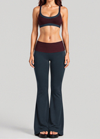 Vêtements de fitness pour femmes sur mesure, ensemble de yoga 2 pièces, soutien-gorge de yoga double couche, pantalon évasé taille haute, vêtements de sport