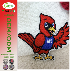 Patchs brodés en chenille durables et résistants, motif animal de dessin animé Cardinal, pour vestes universitaires - Product Image 1