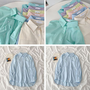 Chemise à manches longues à col montant rétro écologique pour femmes grandes tailles, édition coréenne printemps/été automne, ample et polyvalente - Product Image 4