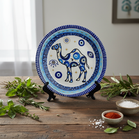 Ensemble de plats et plateaux décoratifs en céramique et porcelaine Changhong Evil Eyes, style turc, avec support de présentation pour le voyage