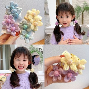 Coleteros para niños, lindos coleteros de tela con flores estilo princesa coreana, bandas para el cabello, accesorios para el cabello que no dañan el cabello. - Product Image 1