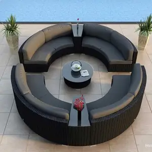 आधुनिक एल्यूमीनियम गोल आकार बगीचे सोफे आउटडोर फर्नीचर आउटडोर सोफा पैटिको फर्नीचर सेट करें