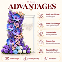 Cadre de toile de fond en fleurs artificielles réalistes en EVA violettes, grande décoration personnalisée pour mariage, cérémonie de remise des diplômes, événement extérieur, photomaton
