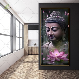 Vitrina de Porcelana de Cristal Resplandeciente, Pintura de Porcelana de Cristal de Agua de Alta Gama, Estatua de Buda Loto con Luz LED - Product Image 1