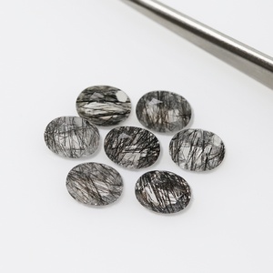 Anillos de Cuarzo Rutilado Negro Natural al por Mayor, Cristal de Alta Calidad, Corte Ovalado Facetado de 4x6mm, para Mujer - Product Image 6